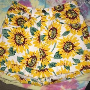 High waisted sunflower shorts